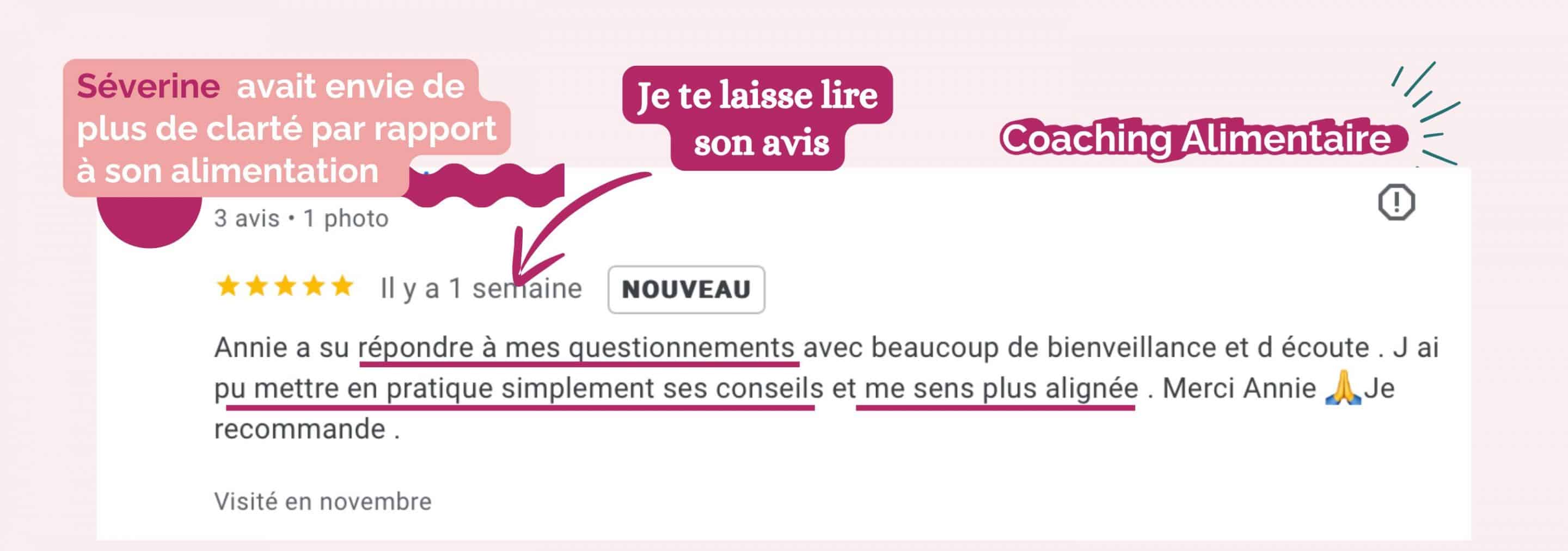 Avis Séverine coaching alimentaire